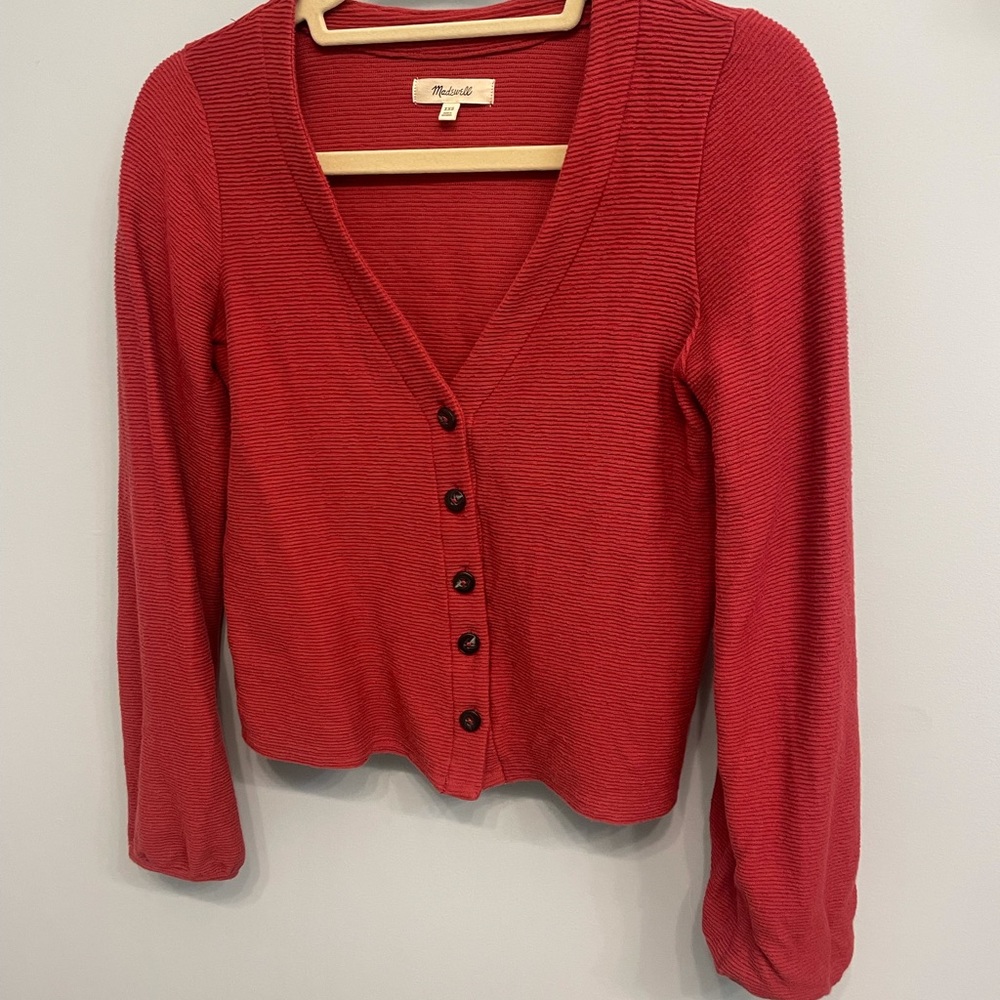 Madewell Texture & Thread Bubble-Sleeve Cardigan Top XXS - Picture 6 of 8